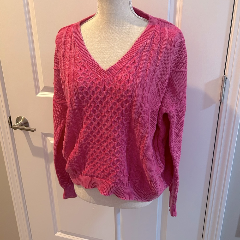 Women’s Pink Cable knit - Loose fit Large Sweater. Worn once.